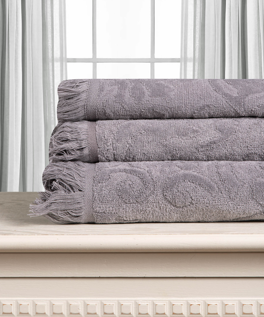 grey Βαμβακερή ζακάρ πετσέτα ALICIA 520gsm (40cm x 60cm) γκρί SilkFashion - Image 1