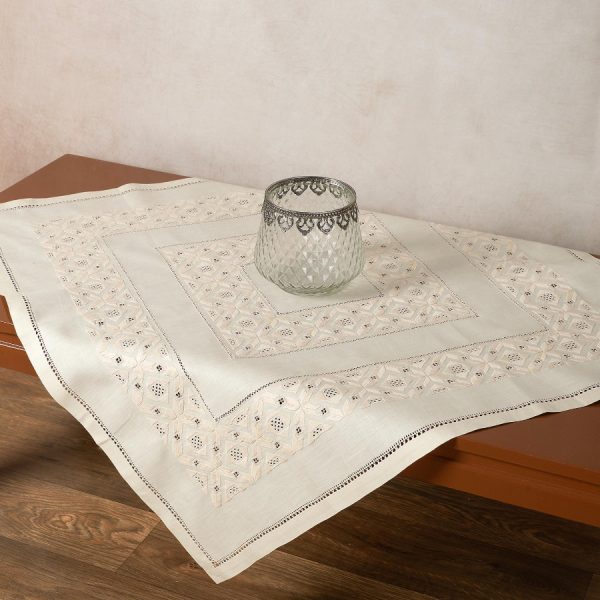 Χειροποίητο καρέ HF290 (90cm x 90cm) μπέζ SilkFashion