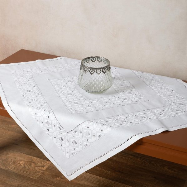 Χειροποίητο καρέ HF290 (90cm x 90cm) λευκό SilkFashion