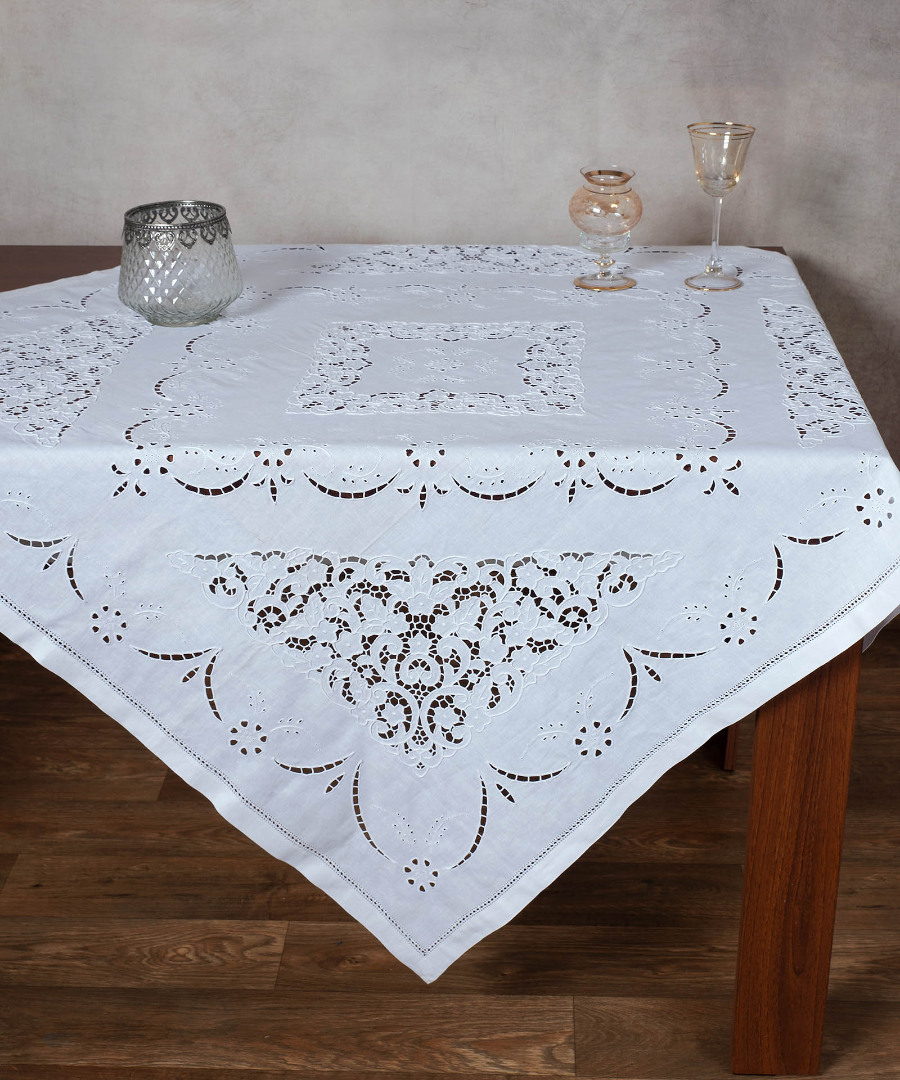 hy87 Κοφτό τραπεζομάντηλο χειρός (140cm x 140cm) HY87 SilkFashion - Image 1