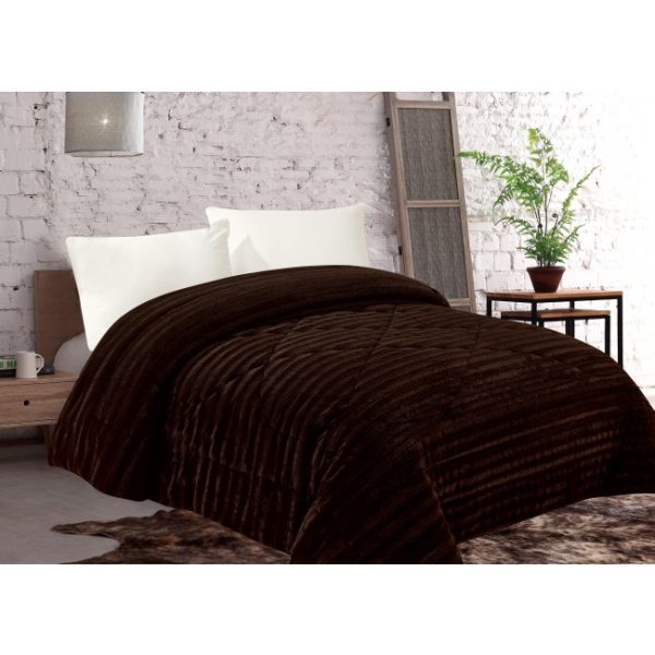 κουβερτοπάπλωμα (220cm x 240cm) ironed καφέ SilkFashion