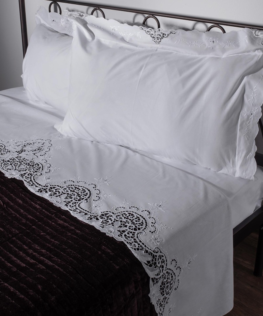 k37 ΧΕΙΡΟΠΟΙΗΤΟ ΣΕΝΤΟΝΙ Κ37 ΚΗΠΟΥΡ ΤΡΙΩΝ ΤΕΜΑΧΙΩΝ (225CM X 270CM) ΛΕΥΚΟ SilkFashion - Image 1