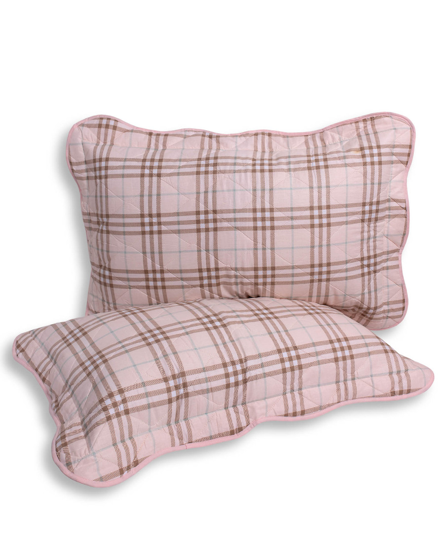 karroroz Μαξιλαροθήκη patch (50cm x 77cm) καρρώ ρόζ τεμάχιο SilkFashion - Image 1