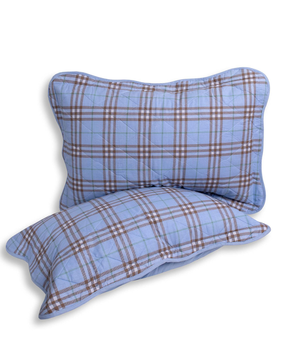 karrosiel Μαξιλαροθήκη patch (50cm x 77cm) καρρώ σιέλ τεμάχιο SilkFashion - Image 1