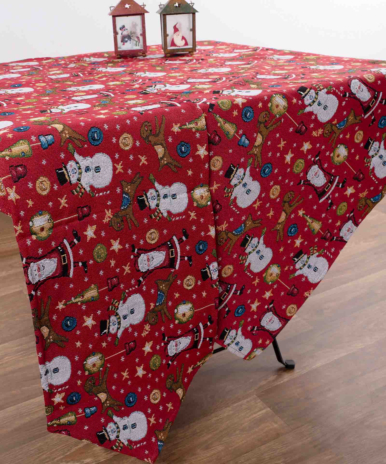 kokkinosaivasilis-3 χριστουγεννιάτικο τραπεζοκαρέ (140cm x 140cm) κόκκινος ’ι Βασίλης SilkFashion - Image 1