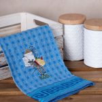 Σετ 12 τεμαχίων ποτηρόπανα γκοφρέ (50cm x 70cm) μπλέ γαίδαρος KOS SilkFashion