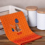 Σετ 12 τεμαχίων ποτηρόπανα γκοφρέ (50cm x 70cm) πορτοκαλί γάτα KOS SilkFashion