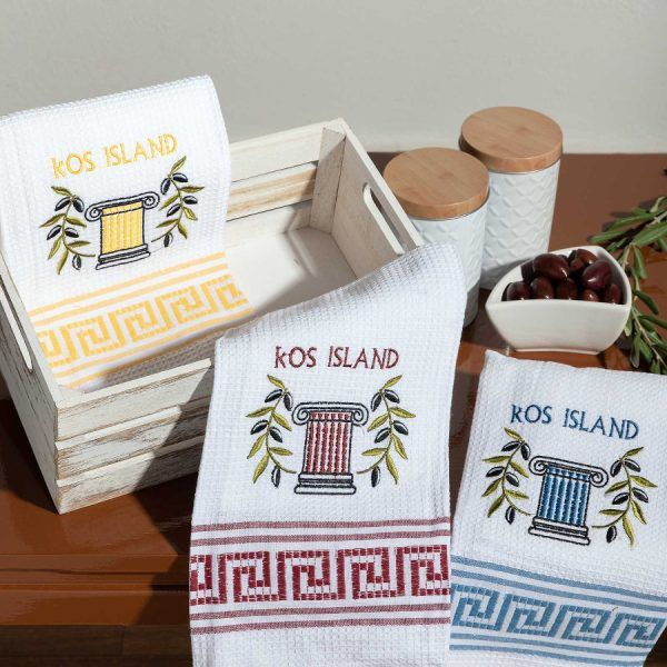 Σετ 12 τεμαχίων ποτηρόπανα (50cm x 70cm) κίωνας KOS SilkFashion