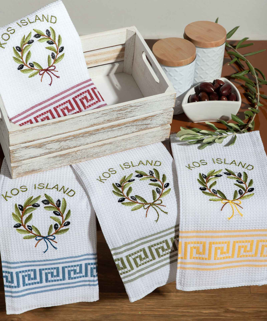 kos-island-kladi Σετ 12 τεμαχίων ποτηρόπανα (50cm x 70cm) στεφάνι KOS SilkFashion - Image 1