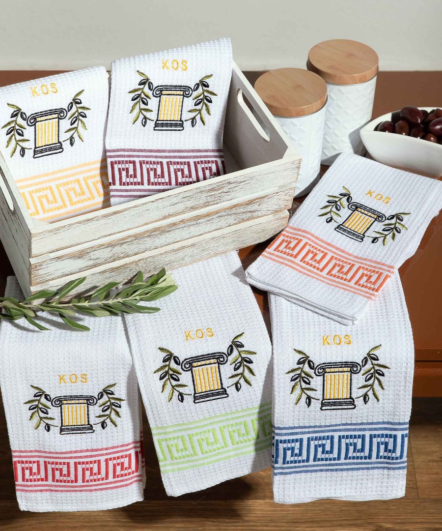 kos-kionas Σετ 12 τεμαχίων ποτηρόπανα (45cm x 65cm) κίωνας KOS SilkFashion - Image 1