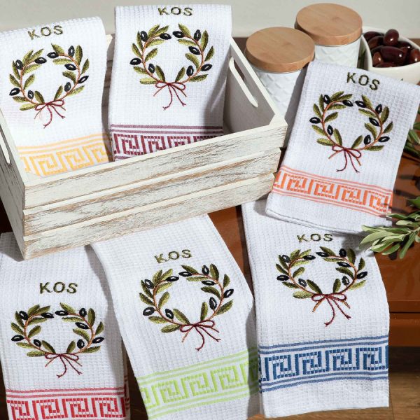 Σετ 12 τεμαχίων ποτηρόπανα (45cm x 65cm) στεφάνι KOS SilkFashion