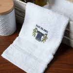 Πετσέτα Προσώπου ( 50cm x 100cm ) Λευκό με Μπλε Κίωνα ΚΩΣ SilkFashion