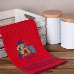 Σετ 12 τεμαχίων ποτηρόπανα γκοφρέ (50cm x 70cm) κόκκινο εκκλησία KOS SilkFashion