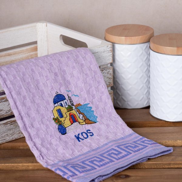 Σετ 12 τεμαχίων ποτηρόπανα γκοφρέ (50cm x 70cm) λιλά εκκλησία KOS SilkFashion