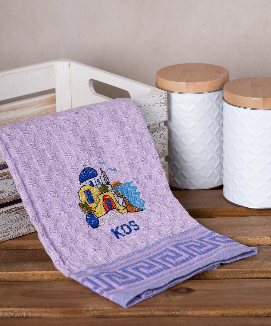 kos-naos-lila Σετ 12 τεμαχίων ποτηρόπανα γκοφρέ (50cm x 70cm) λιλά εκκλησία KOS SilkFashion - Image 1