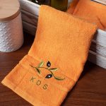 Δωδεκάδα πετσέτες χεριών (30cm x 50cm) πορτοκαλί με κλαδί ΚΩΣ SilkFashion