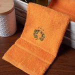 Δωδεκάδα πετσέτες χεριών (30cm x 50cm) πορτοκαλί με στεφάνι ΚΩΣ SilkFashion
