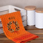 Σετ 12 τεμαχίων ποτηρόπανα γκοφρέ (50cm x 70cm) πορτοκαλί στεφάνι KOS SilkFashion