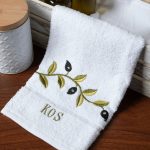 Δωδεκάδα πετσέτες χεριών (30cm x 50cm) λευκό με κλαδί ΚΩΣ SilkFashion