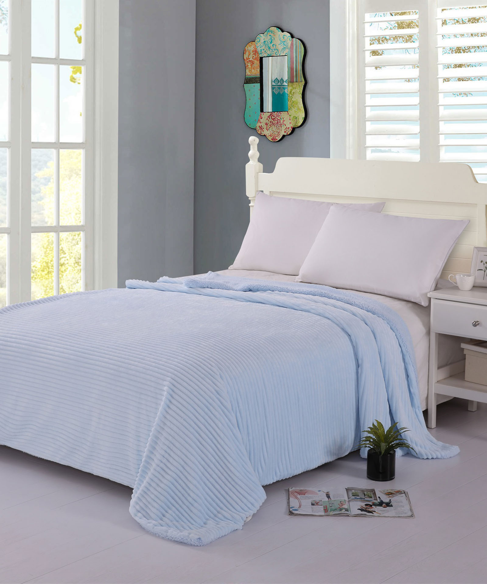 kotle-siel-b κουβέρτα fleece με sherpa (220cm x 240cm) κοτλέ σιέλ SilkFashion - Image 1