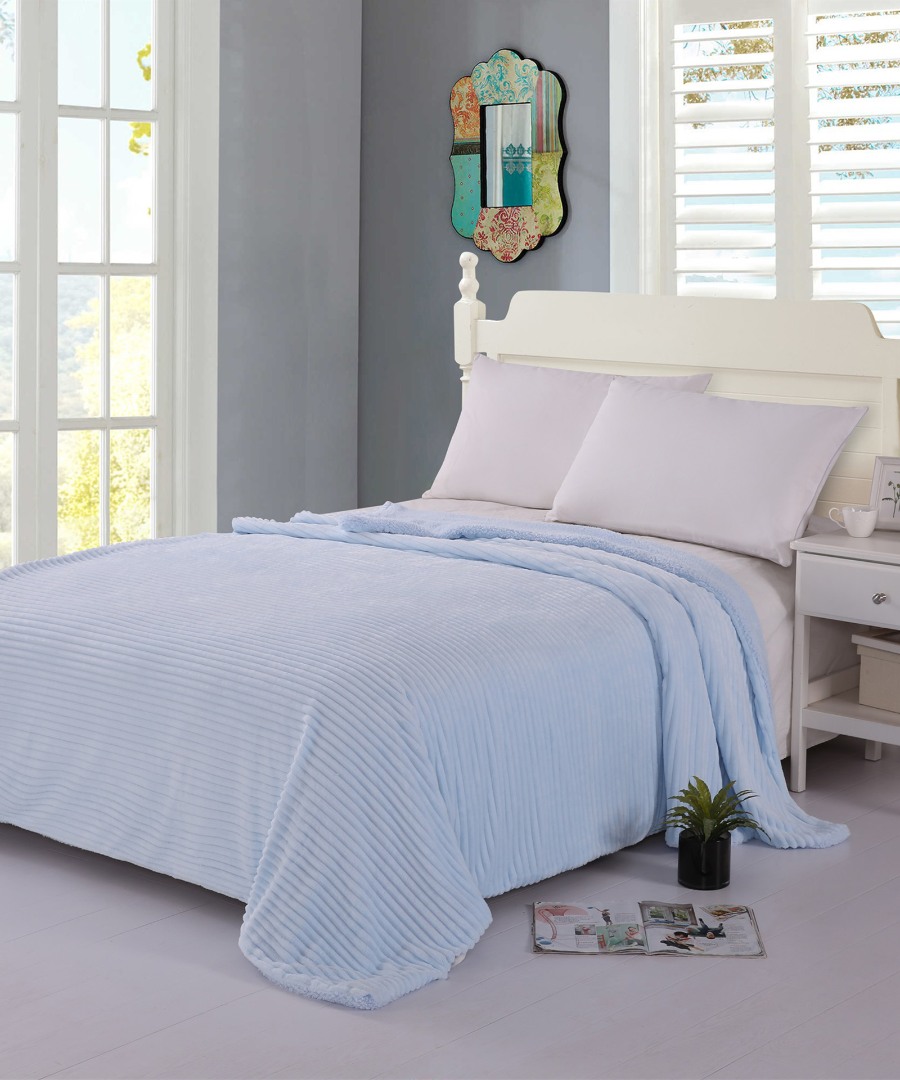 kotle-siel-b κουβέρτα fleece με sherpa (100cm x 150cm) κοτλέ σιέλ SilkFashion - Image 1