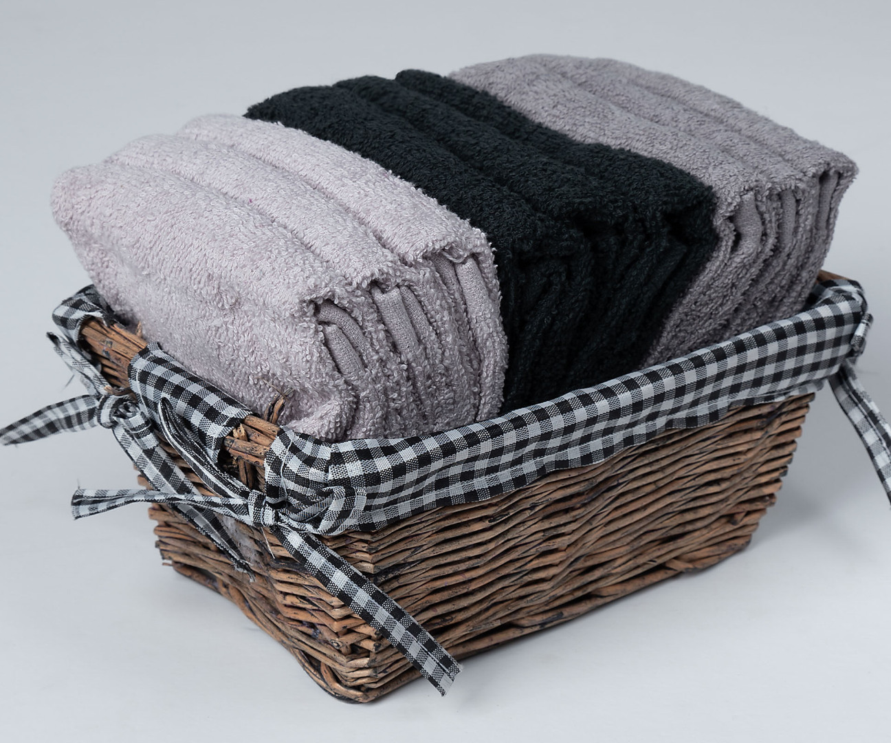 lavetesgkri Σετ λαβέτες σε καλάθι 9 τεμάχια (30cm x 30cm) γκρί SilkFashion - Image 1