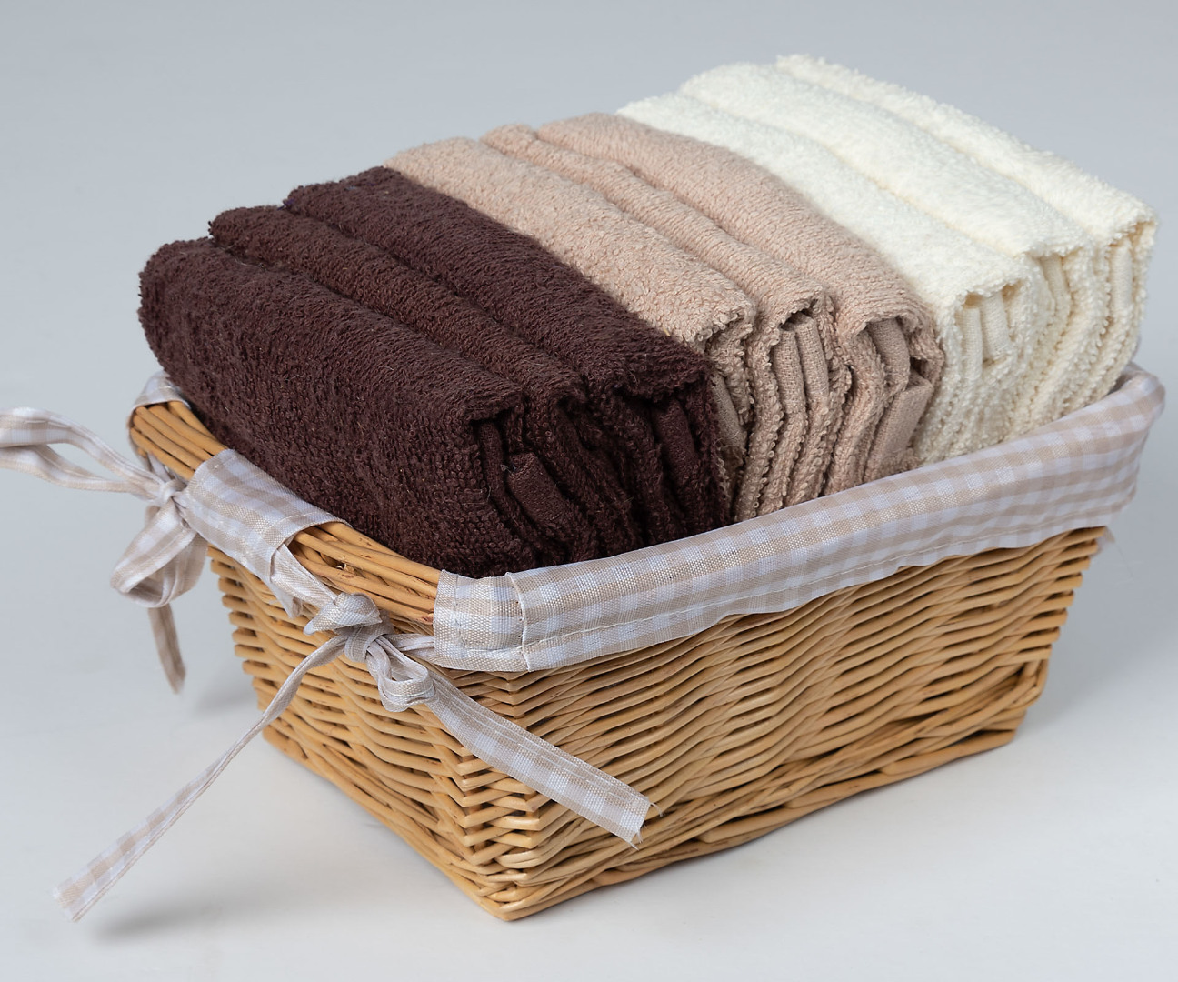 laveteskafe Σετ λαβέτες σε καλάθι 9 τεμάχια (30cm x 30cm) καφέ SilkFashion - Image 1