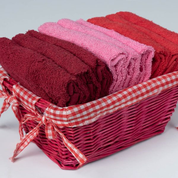 Σετ λαβέτες σε καλάθι 9 τεμάχια (30cm x 30cm) κόκκινες SilkFashion