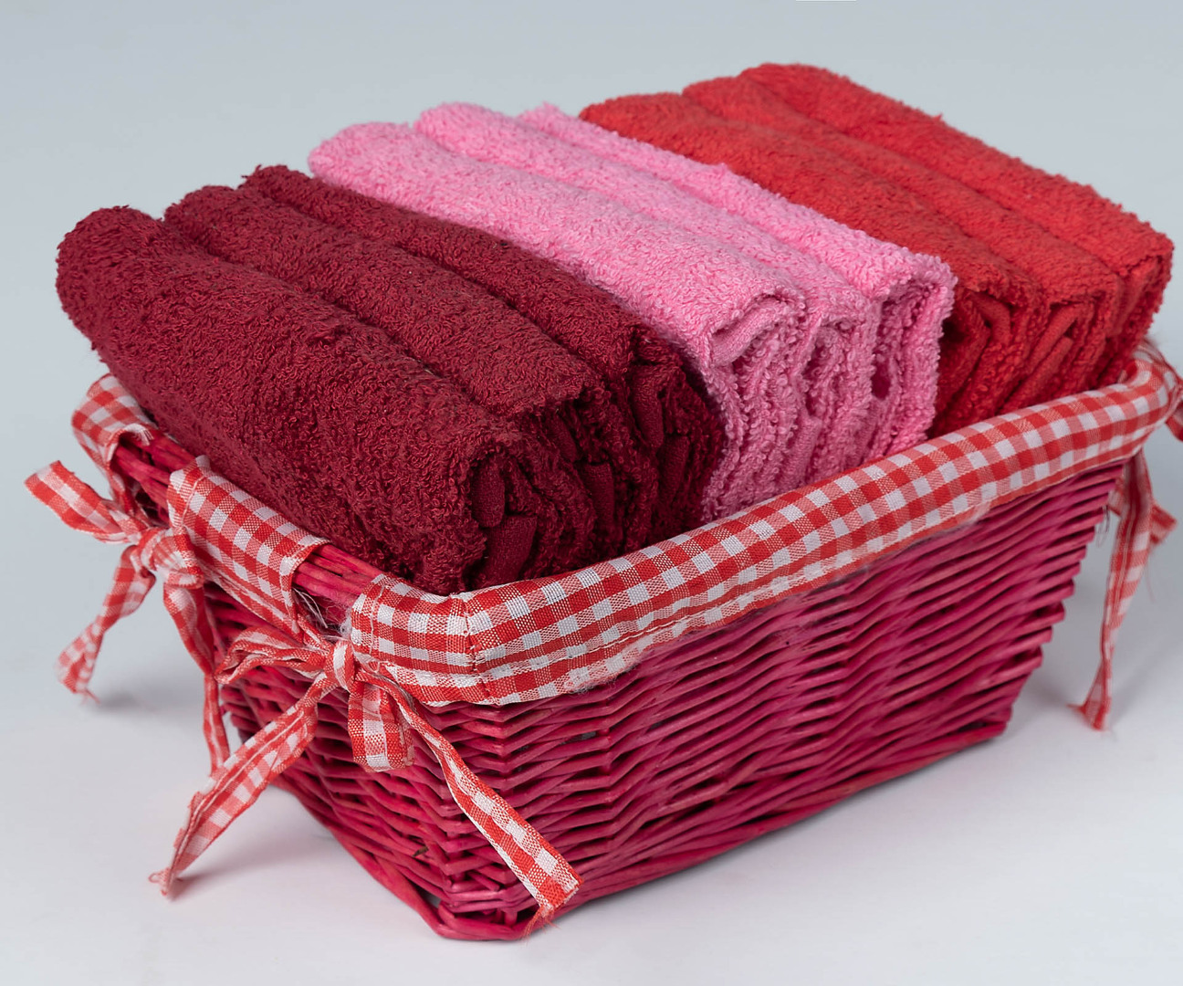 laveteskokkines Σετ λαβέτες σε καλάθι 9 τεμάχια (30cm x 30cm) κόκκινες SilkFashion - Image 1