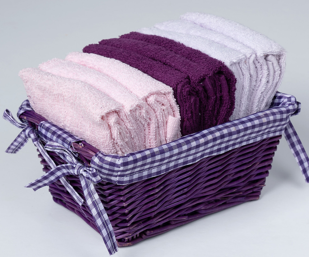 lavetesmov Σετ λαβέτες σε καλάθι 9 τεμάχια (30cm x 30cm) μώβ SilkFashion - Image 1