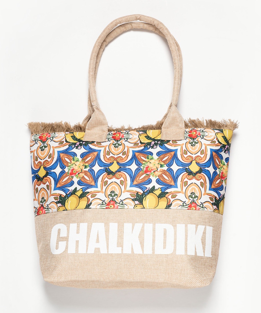 lemon1chalkidiki Τσάντα με χερούλι (49cm x 15cm x 34cm) λεμόνι 1 CHALKIDIKI SilkFashion - Image 1