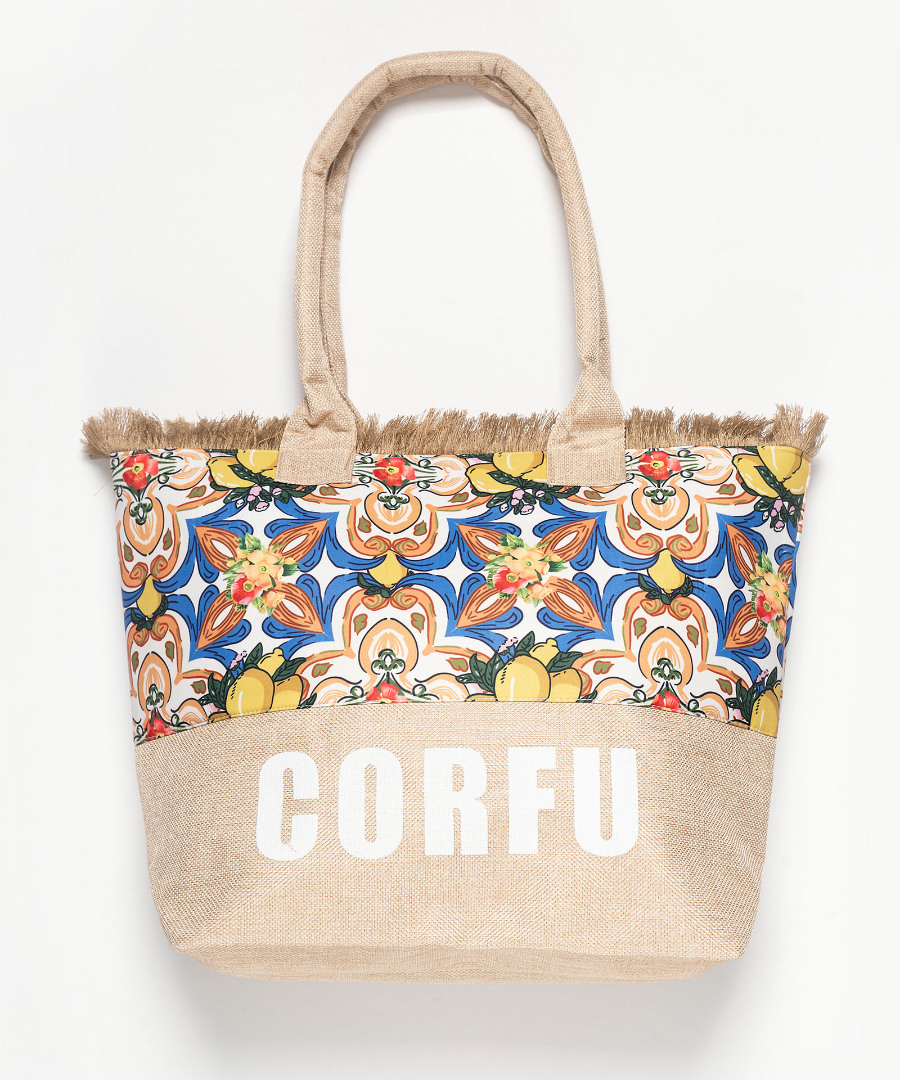 lemon1corfu Τσάντα με χερούλι (49cm x 15cm x 34cm) λεμόνι 1 CORFU SilkFashion - Image 1