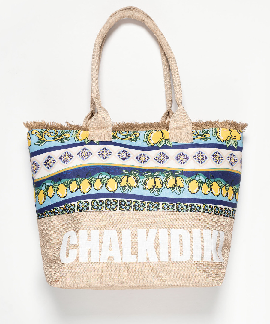 lemon2chalkidiki Τσάντα με χερούλι (49cm x 15cm x 34cm) λεμόνι 2 CHALKIDIKI SilkFashion - Image 1