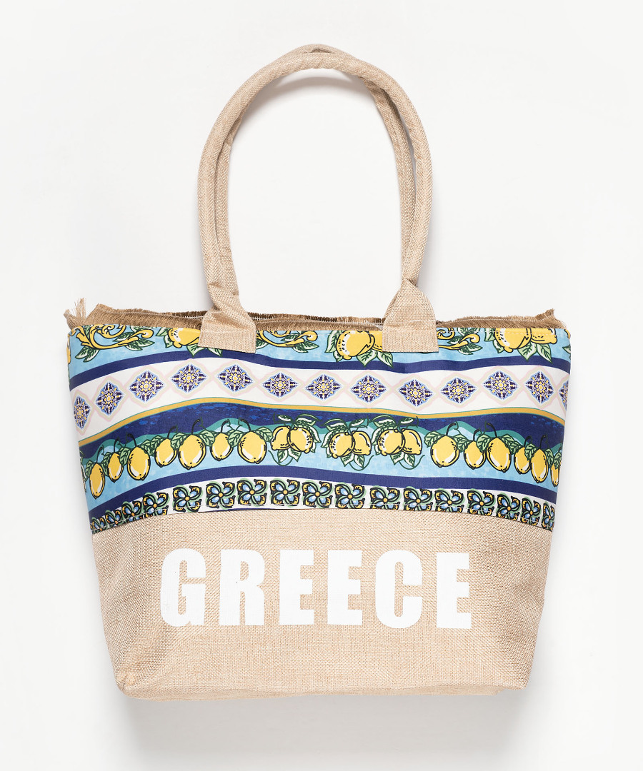 lemon2greece Τσάντα με χερούλι (49cm x 15cm x 34cm) λεμόνι 2 GREECE SilkFashion - Image 1