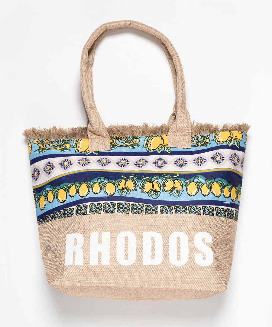 lemon2rhodos Τσάντα με χερούλι (49cm x 15cm x 34cm) λεμόνι 2 RHODES SilkFashion - Image 1