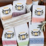 Σετ 12 τεμαχίων ποτηρόπανα (45cm x 65cm) κίωνας LEFKADA SilkFashion