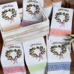 Σετ 12 τεμαχίων ποτηρόπανα (45cm x 65cm) στεφάνι LEFKADA SilkFashion