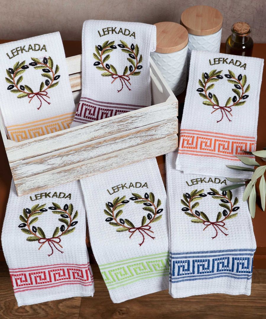 leykada-stefani Σετ 12 τεμαχίων ποτηρόπανα (45cm x 65cm) στεφάνι LEFKADA SilkFashion - Image 1