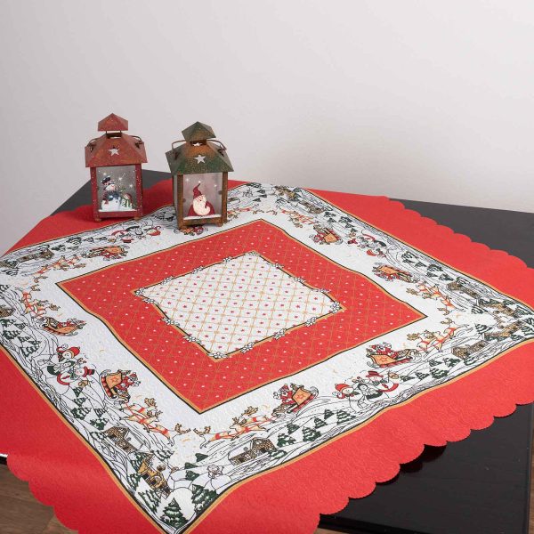 χριστουγεννιάτικο καρέ (90cm x 90cm) λευκός ’ι Βασίλης SilkFashion