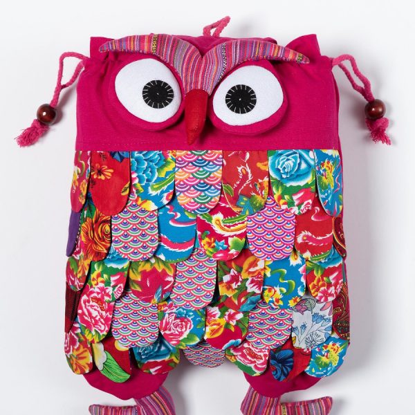 Σακίδιο κουκουβάγια (40cm x 30cm) φούξια SilkFashion