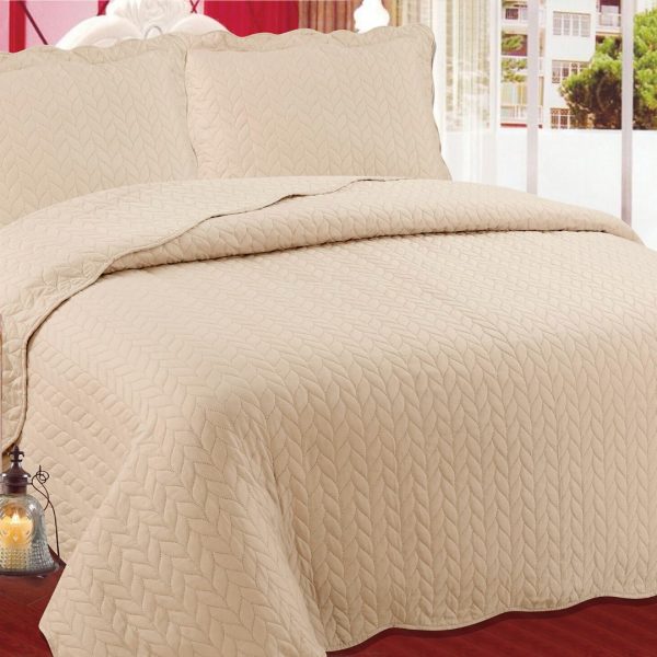 ΚΟΥΒΕΡΛΙ σετ (220cm x 240cm + 2 x 50cm x 70cm) φύλλο light brown SilkFashion