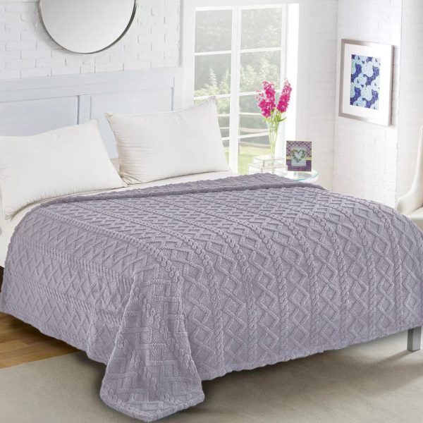 Fleece knitted (160cm x 220cm) ανοιχτό γκρί SilkFashion