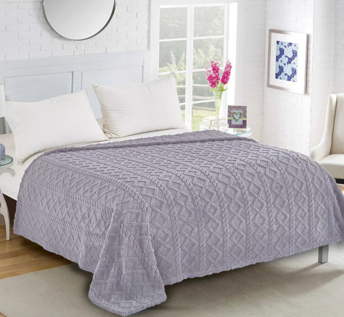 lightgrey-1 Fleece knitted (160cm x 220cm) ανοιχτό γκρί SilkFashion - Image 1