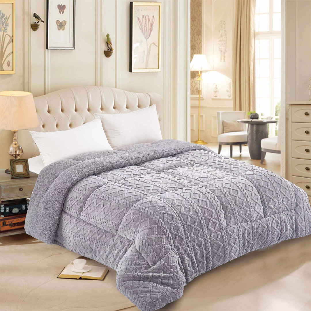 lightgrey-4 Κουβερτοπάπλωμα knitted (220cm x 240cm) ανοιχτό γκρί SilkFashion - Image 1