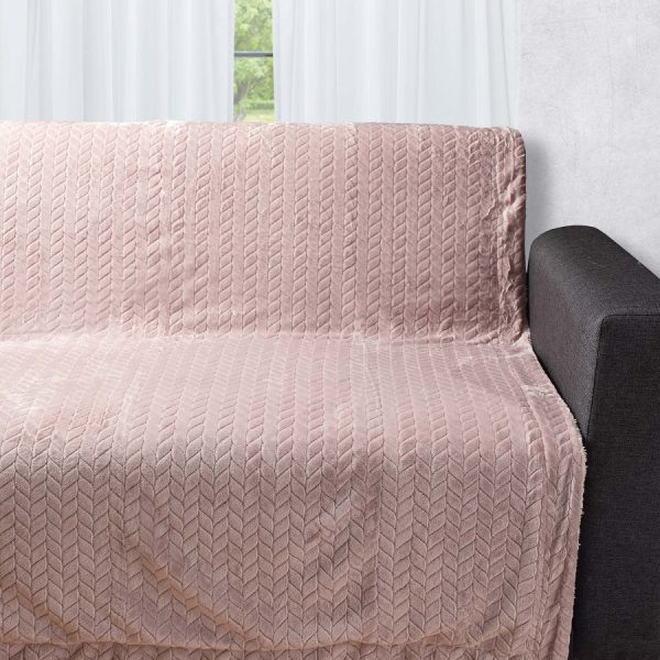 Διακοσμητικό fleece ριχτάρι με sherpa  (150cm x 200cm) λιλά SilkFashion