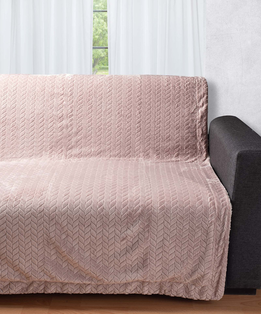 lila21 Διακοσμητικό fleece ριχτάρι με sherpa (150cm x 200cm) λιλά SilkFashion - Image 1