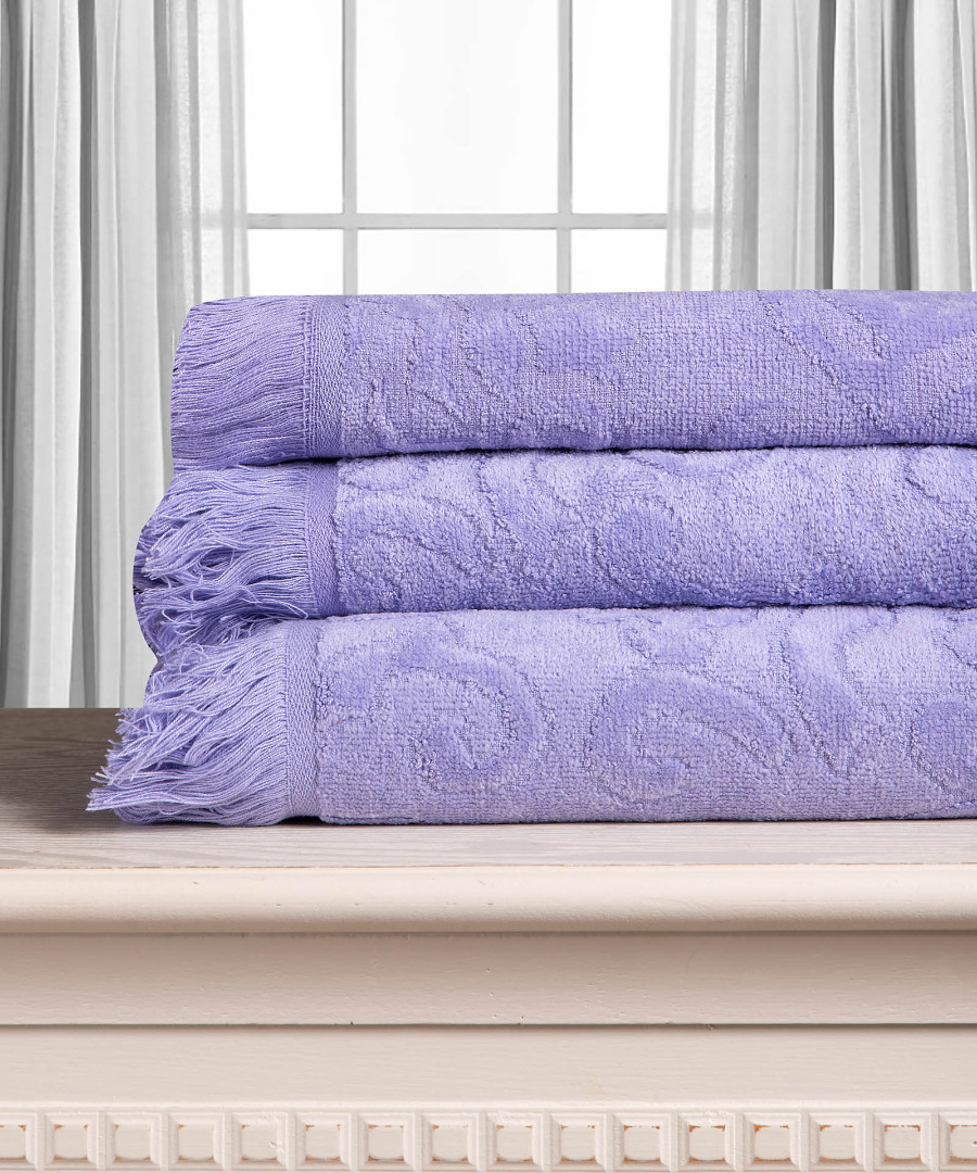 lilac-2 Βαμβακερή ζακάρ πετσέτα ALICIA 520gsm (80cm x 150cm) λιλά SilkFashion - Image 1