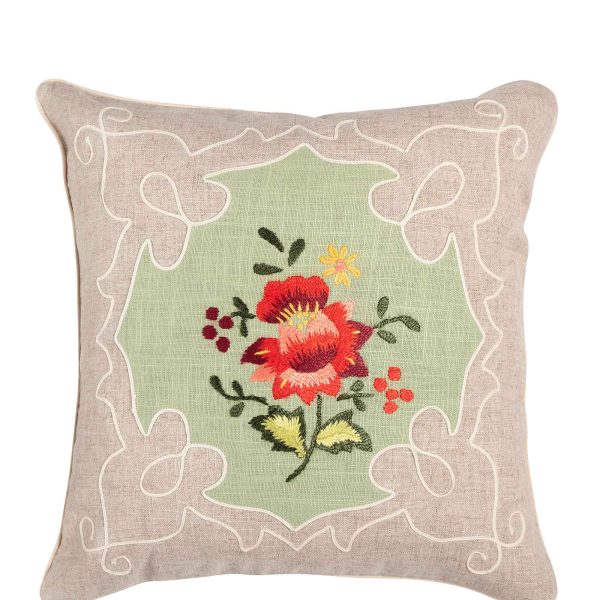 ΜΑΞΙΛΑΡΟΘΗΚΗ (45cm x 45cm) λινό λουλούδι1 SilkFashion