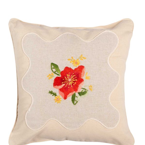 ΜΑΞΙΛΑΡΟΘΗΚΗ (45cm x 45cm) λινό λουλούδι2 SilkFashion