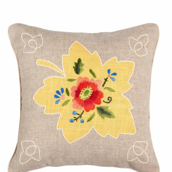 ΜΑΞΙΛΑΡΟΘΗΚΗ (45cm x 45cm) λινό λουλούδι3 SilkFashion